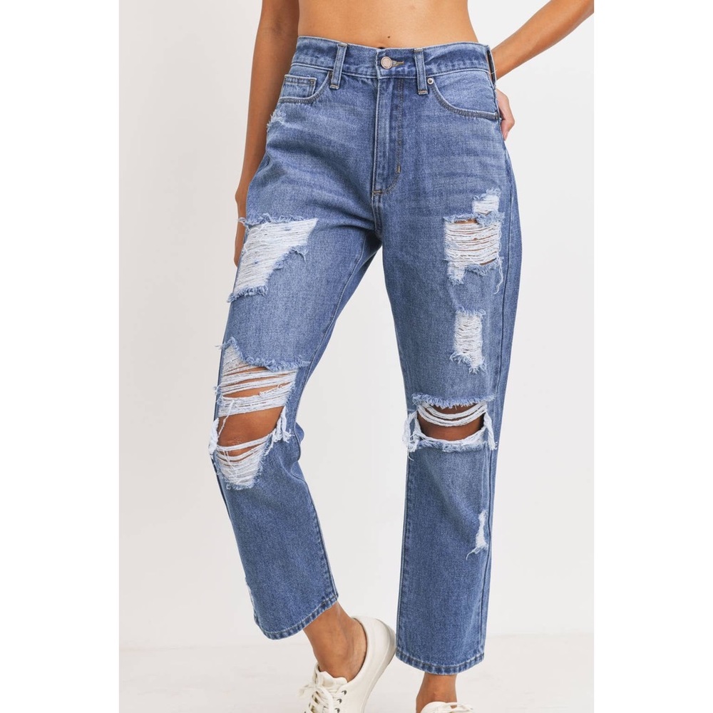 CLEARANCE Kaya Super Destroyed Girlfriend Denim Jeans - Picture 8 of 9